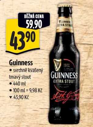 Guinness, svrchně kvašený tmavý stout 440 ml 
