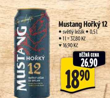 Mustang Hořký 12, světlý ležák 0,5l