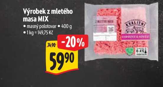 Výrobek z mletého masa MIX, masný polotovar 400g 