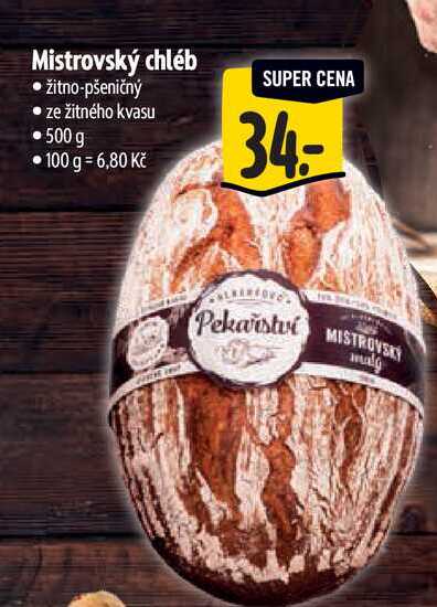 Mistrovský chléb, žitno-pšeničný 500 g 