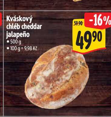 Kváskový chléb cheddar jalapeño 500 g 