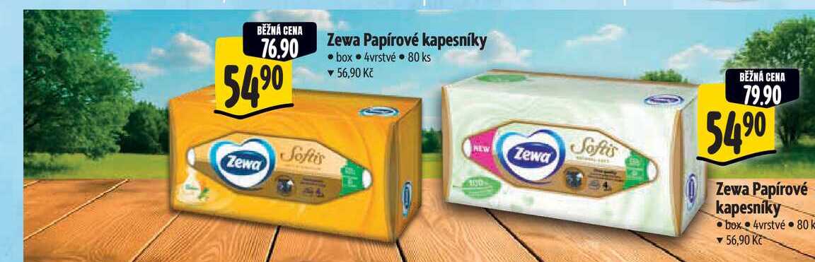 Zewa Papírové kapesníky box 4vrstvé 80 ks