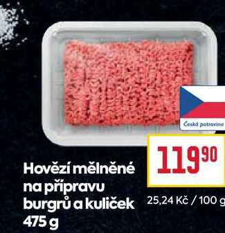 Hovězí mělněné na přípravu burgrů a kuliček 475 g 