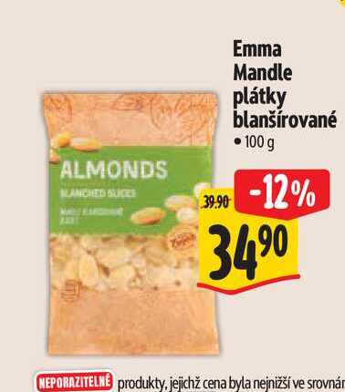 Emma Mandle plátky blanšírované 100 g 