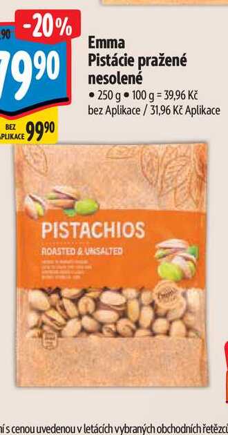 Emma Pistácie pražené nesolené 250 g 