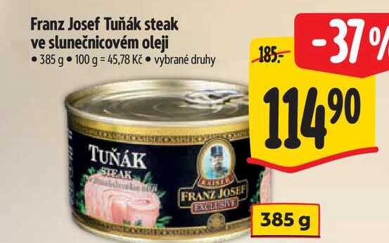Franz Josef Tuňák steak ve slunečnicovém oleji 385 g 