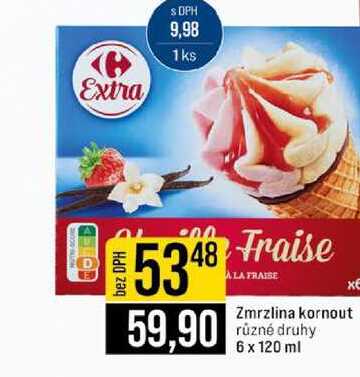 Zmrzlina kornout různé druhy 6 x 120 ml 