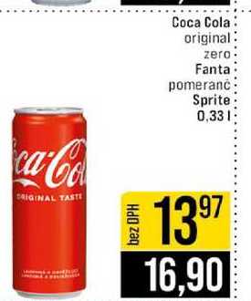 Coca Cola original zero Fanta pomeranč Sprite 0,33l