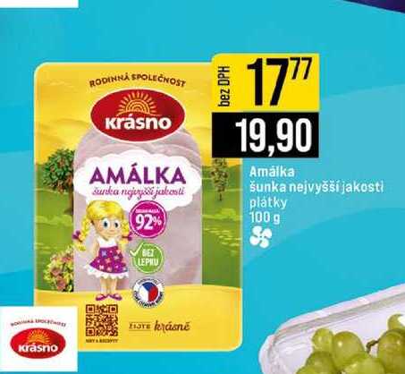 Amálka šunka nejvyšší jakosti platky 100 g