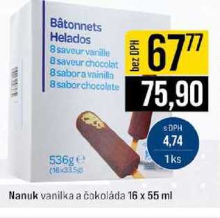 Nanuk vanilka a čokoláda 16 x 55 ml 