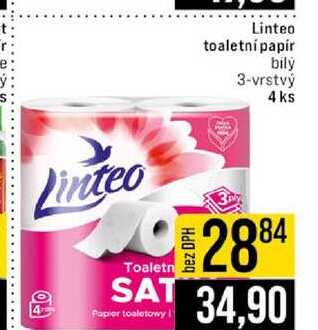 Linteo toaletní papír bily 3-vrstvý 4 ks 