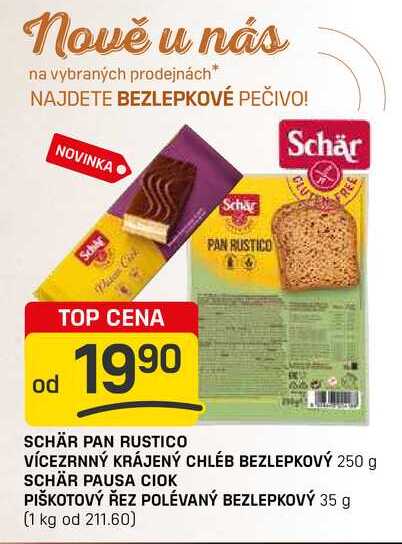 SCHÄR PAN RUSTICO VÍCEZRNNÝ KRÁJENÝ CHLÉB BEZLEPKOVÝ 250 g