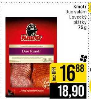 Kmotr Duo salám Lovecký plátky 75g