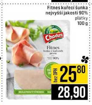Fitnes kuřecí šunka nejvyšší jakosti 90% plátky 100 g