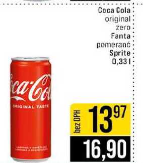 Coca Cola original zero Fanta pomeranč Sprite 0,33l