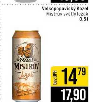 Velkopopovický Kozel Mistrův světlý ležák 0,5l
