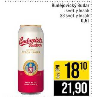 Budějovický Budar světlý ležák 33 světlý ležák 0,5l