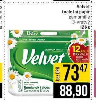 Velvet toaletní papír camomille 3-vrstvý 12 ks