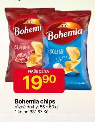 Bohemia chips různé druhy, 55-60 g 