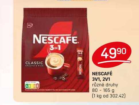 NESCAFÉ 3V1, 2V1 různé druhy 80-165 g 