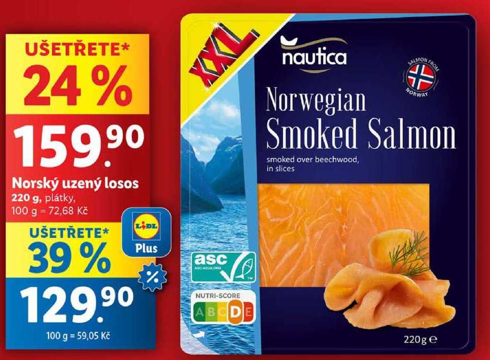 Norský uzený losos, 220 g