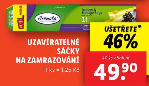 ZAVÍRATELNÉ SÁČKY NA ZAMRAZOVÁNÍ, 40 ks