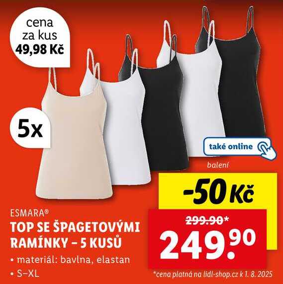 TOP SE ŠPAGETOVÝMI RAMÍNKY - 5 KUSŮ 
