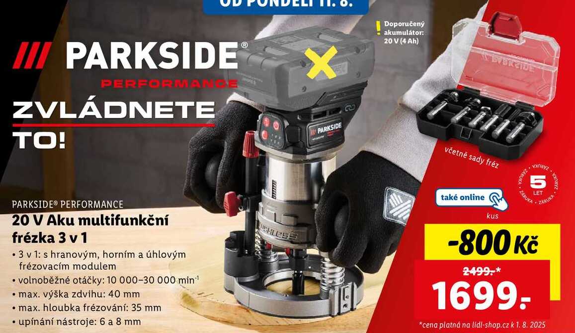 20 V Aku multifunkční frézka 3 v 1 