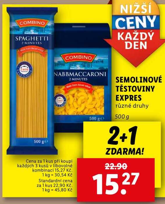 SEMOLINOVÉ TĚSTOVINY EXPRES, 500 g