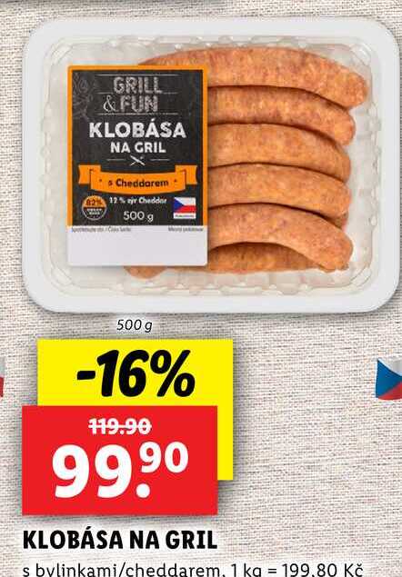 KLOBÁSA NA GRIL, 500 g