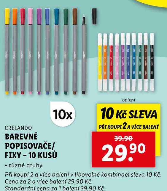 BAREVNÉ POPISOVAČE/FIXY - 10 KUSŮ
