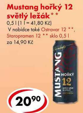 Mustang hořký 12 světlý ležák, 0,5 l 