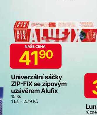 Univerzální sáčky ZIP-FIX se zipovým uzávěrem Alufix 15 ks