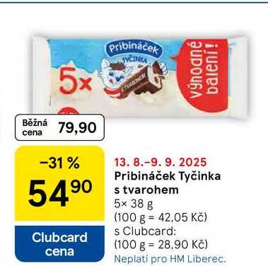 Pribináček Tyčinka s tvarohem, 5x 38 g 