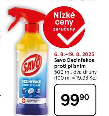 Savo Dezinfekce proti plísním, 500 ml, dva druhy 