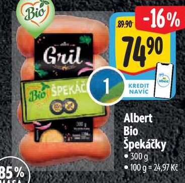 Albert Bio Špekáčky, 300 g