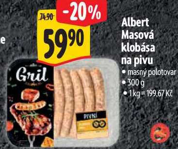 Albert Masová klobása na pivu, 300 g
