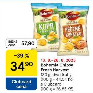 Bohemia Chipsy Fresh Harvest, 130 g 