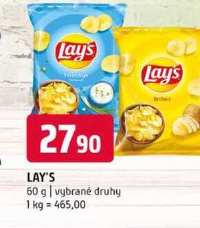 Lay's chips 60g, vybrané druhy