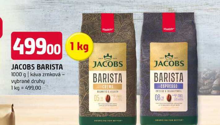 JACOBS BARISTA 1000 g káva zrnková vybrané druhy