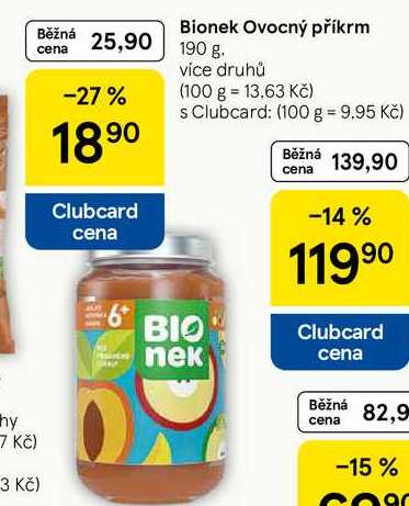 Bionek Ovocný příkrm, 190 g 