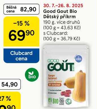 Good Gout Bio Dětský příkrm, 190 g, více druhů 