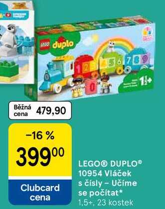 LEGO® DUPLO® 10954 Vláček s čísly - Učíme se počítat, 1,5+, 23 kostek 