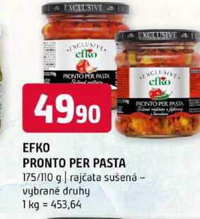 Efko pronto per pasta 175/110 g rajčata sušená vybrané druhy