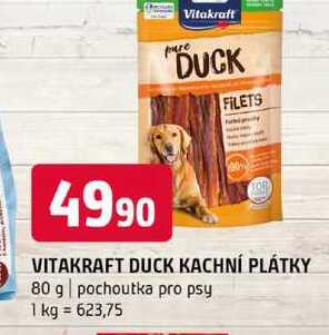 VITAKRAFT DUCK KACHNÍ PLÁTKY 80 g pochoutka pro psy 