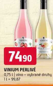 VINIUM PERLIVÉ 0,75l vino vybrané druhy