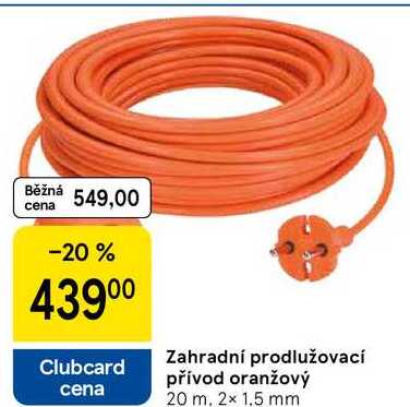 Zahradní prodlužovací přívod oranžový 20 m, 2x 1.5 mm 
