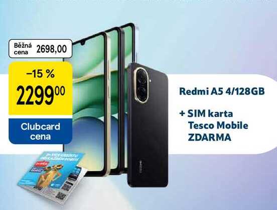 Redmi A5 4/128GB + SIM karta Tesco Mobile ZDARMA 