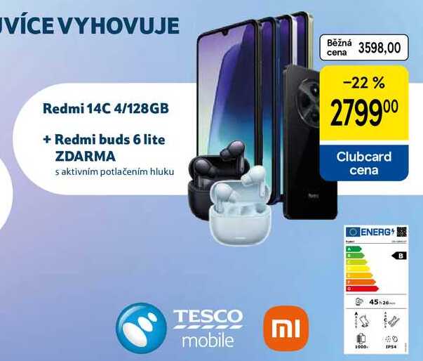 Redmi 14C 4/128GB + Redmi buds 6 lite ZDARMA s aktivním potlačením hluku