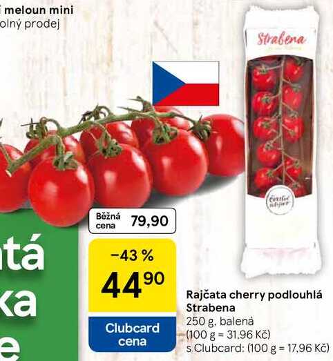 Rajčata cherry podlouhlá Strabena, 250 g, balená  